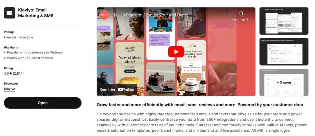 Klaviyo Shopify app

