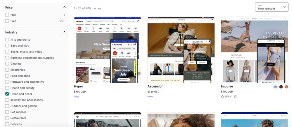 Choose a Shopify theme
