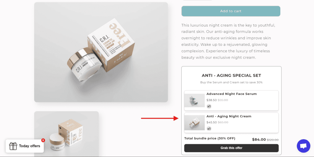 How a BOGOS bundle display on Shopify product page