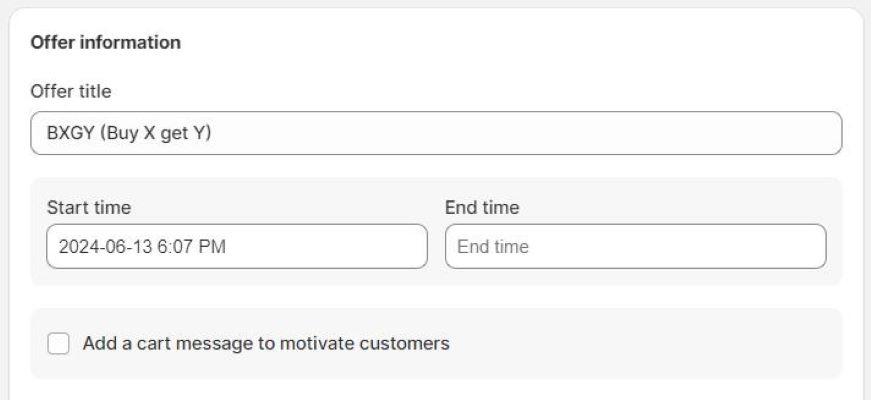 Set promotion details (name, start and end time)