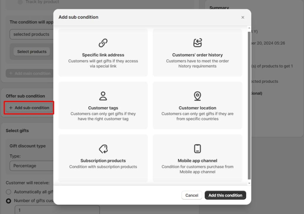 add Sub-condition