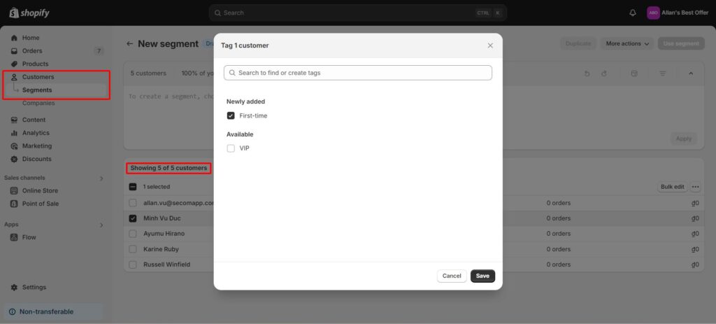 Tag customers manually