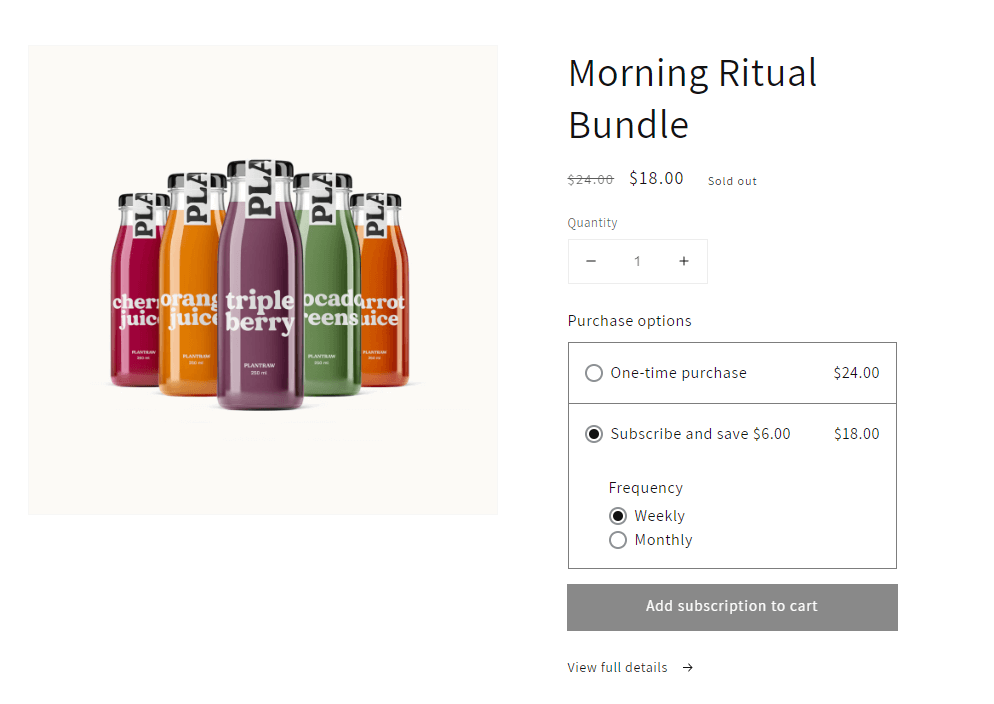 Product subscription example
