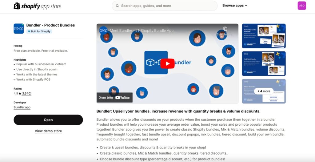 Bundler Shopify app