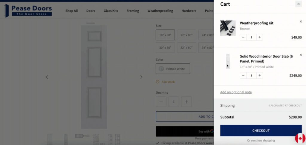 Shopping cart bundle upsell
