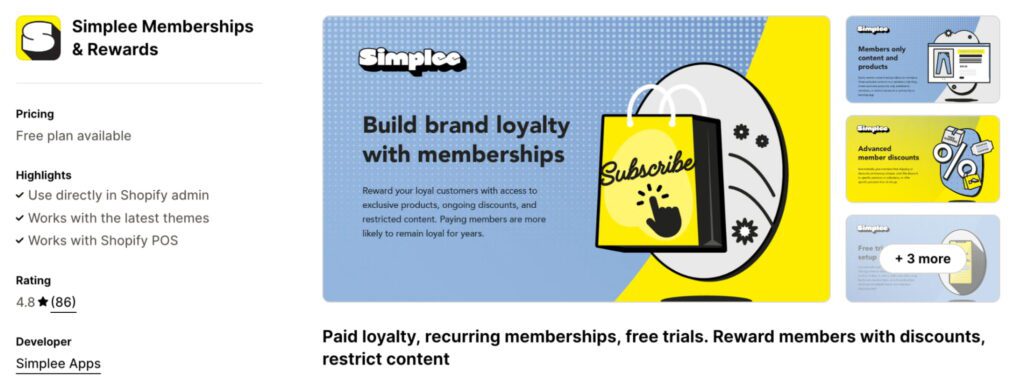 Smplee Memberships & Rewards Shopify app