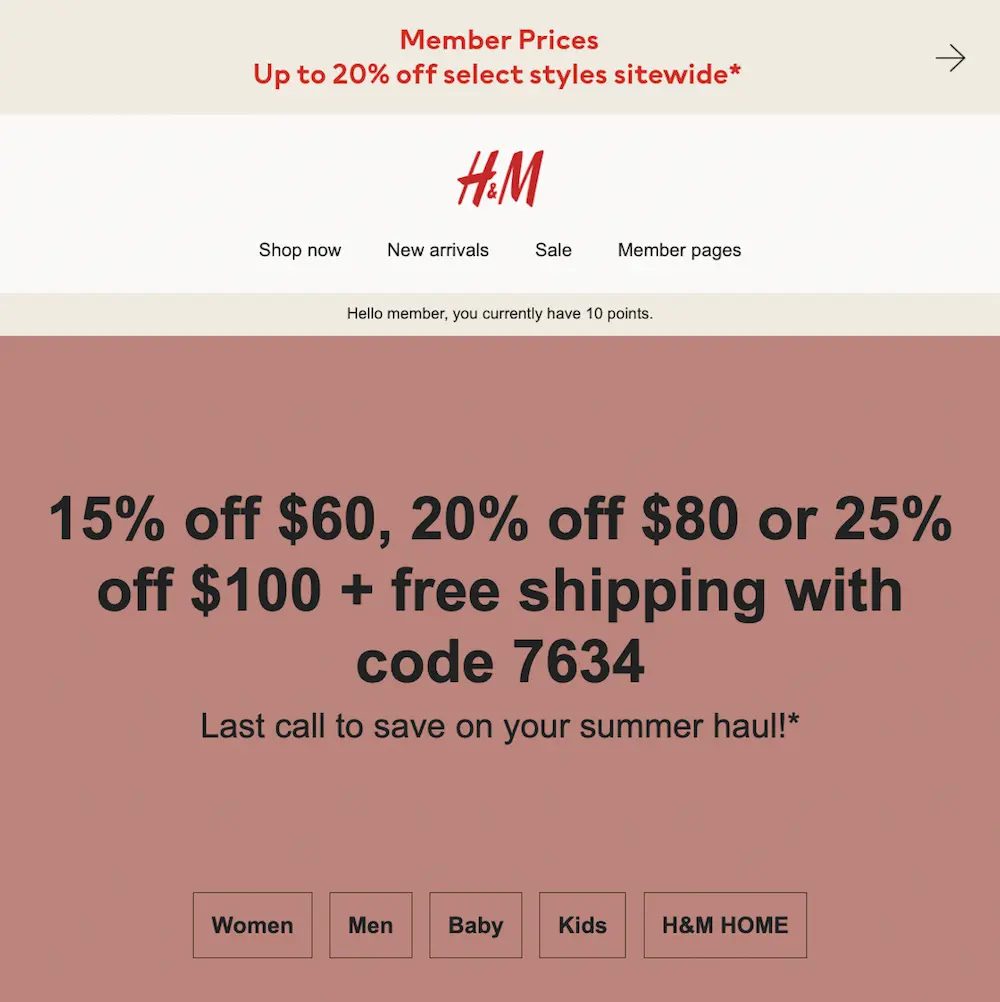 Tiered discounts example