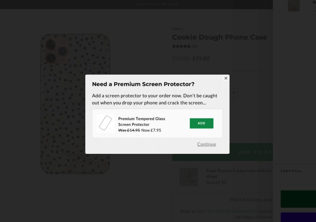 Apply a pre-purchase upsell during checkout
