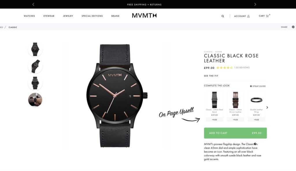 Apply pre-purchase upsell on product page