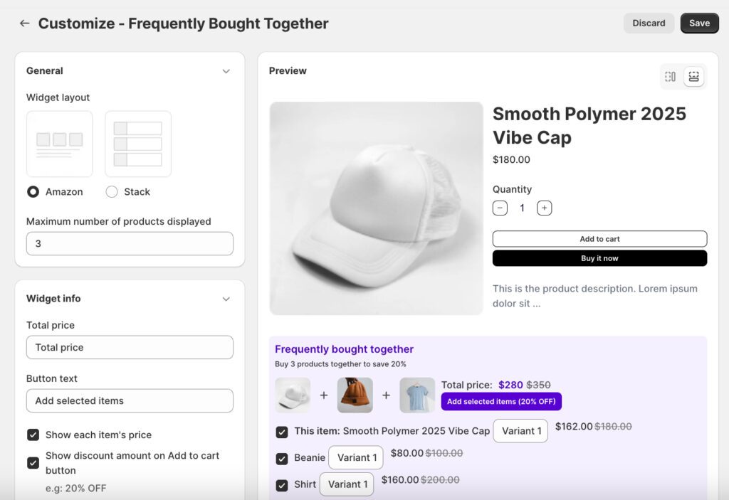 Customize "Frequently Bought Togethere" widget