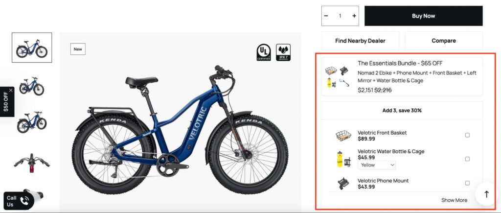 Velotric Frequently bought together section on product page