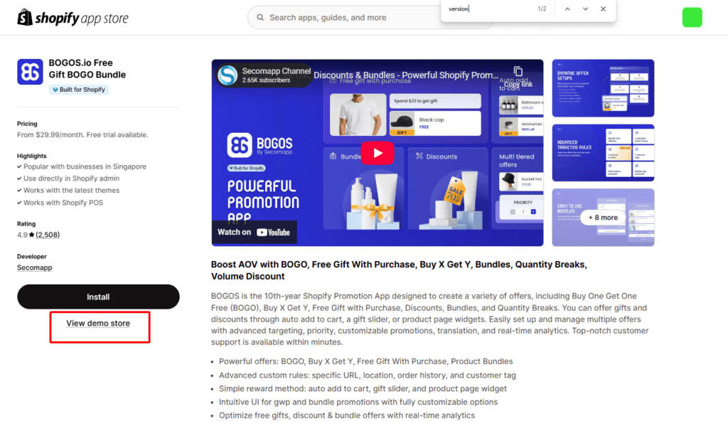 BOGOS demo store