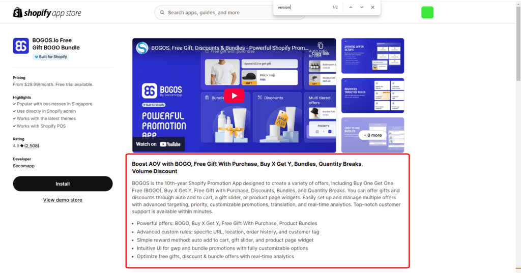 Shopify app description