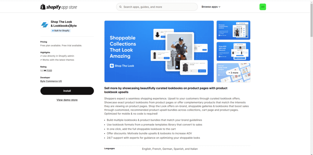 Shop the look Shopify app