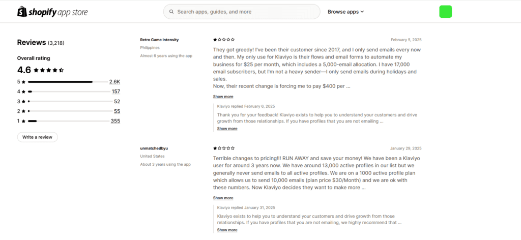 App reviews