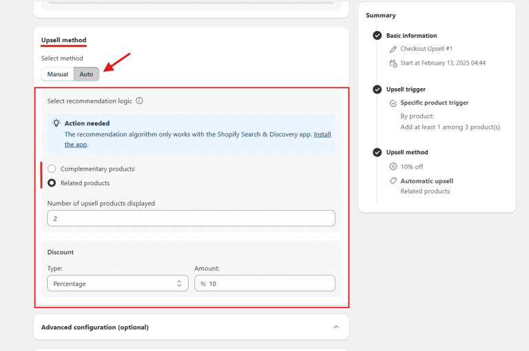Automatically choose upsell products