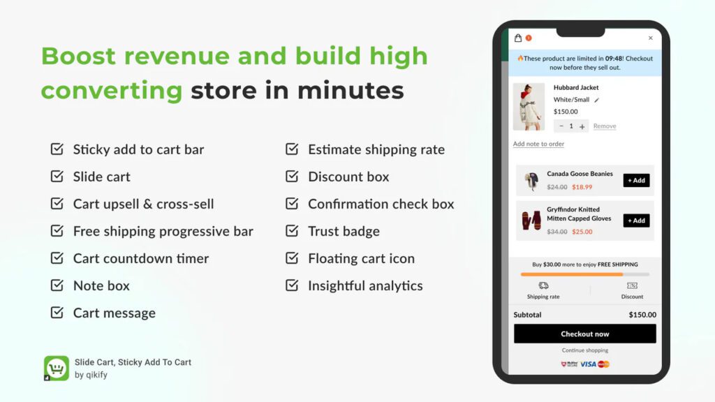 Qikify for cart customization.