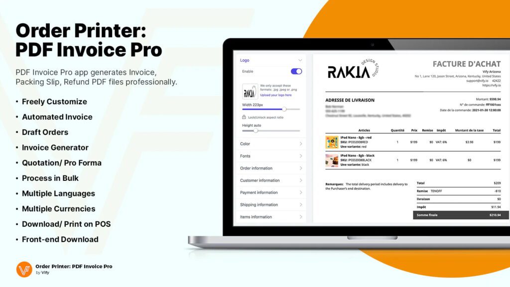 Vify for order & invoice printing