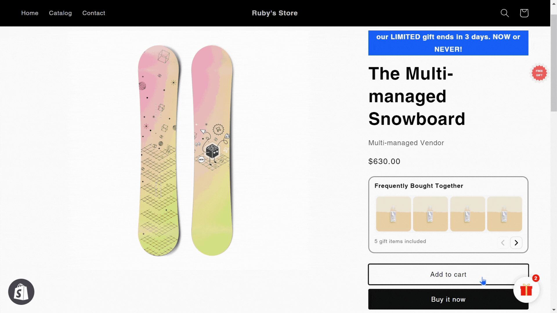 How BOGOS new gift slider displays on your store