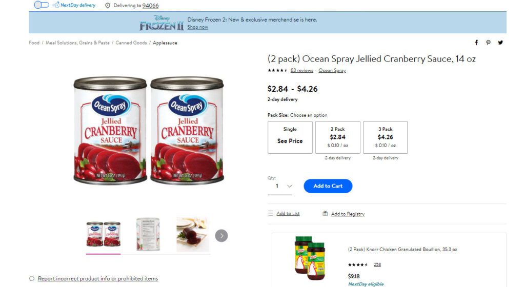 Example of Volume Discount on product page