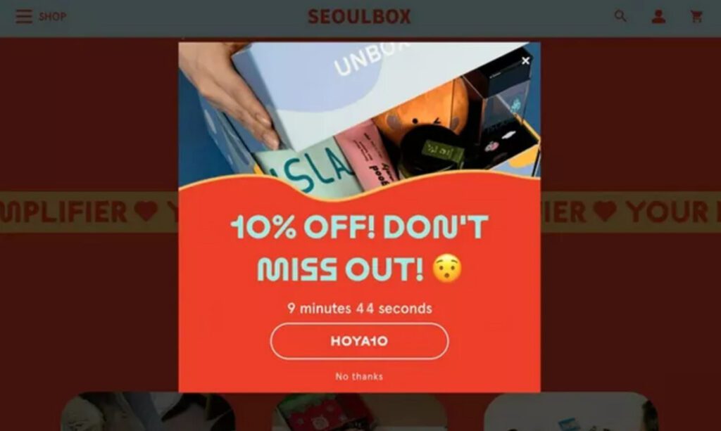 Discount pop-up