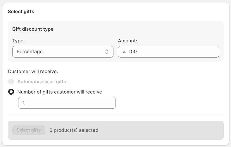 Select products as gifts