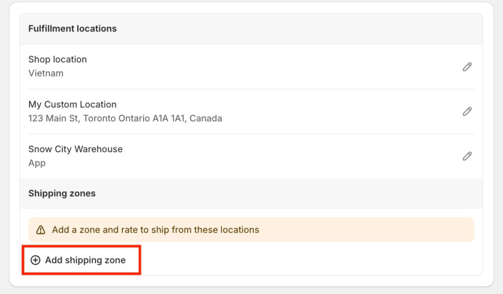Set up Shipping zones