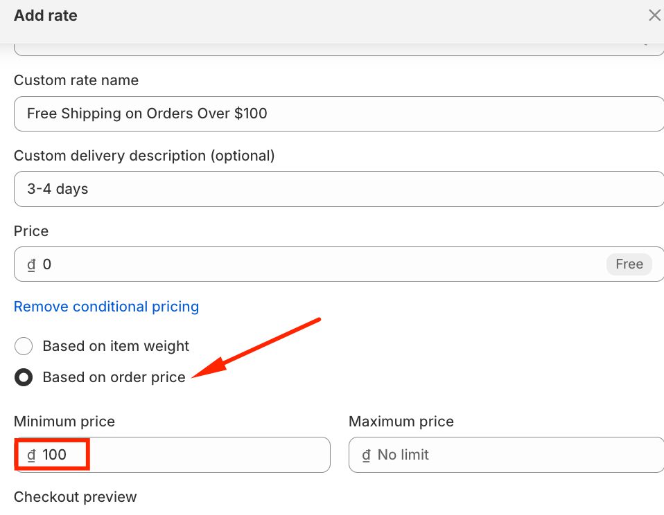 Add Shipping Condition