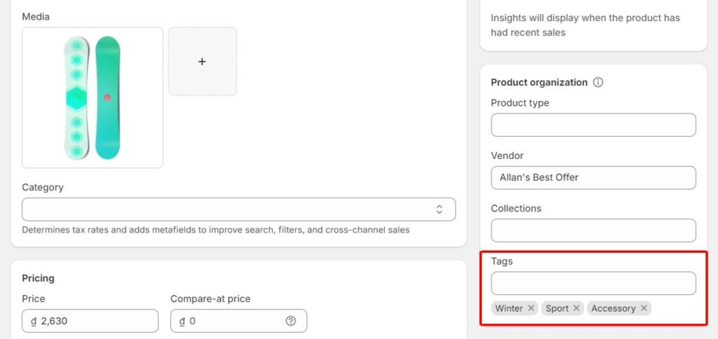 Add tag to a product