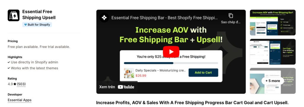 Essential Free Shipping Upsell