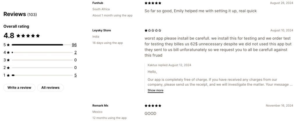 Shopify app reviews