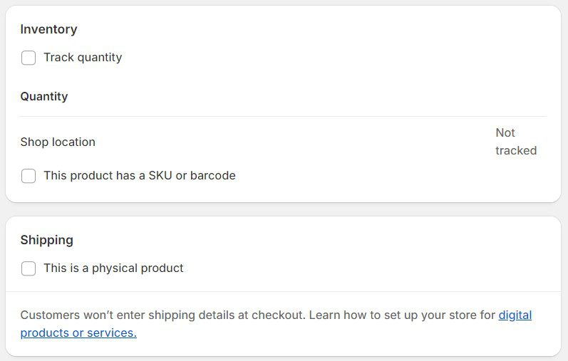 Untick "Track Quantity" button