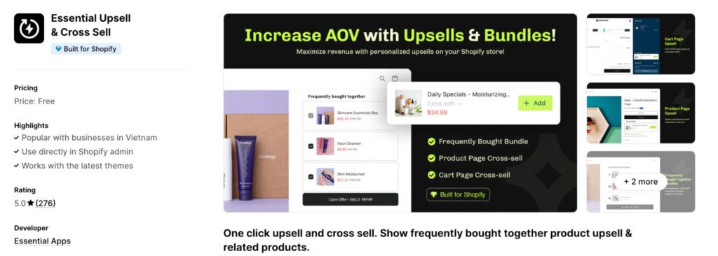 Essential Free Shopify cross-sell app