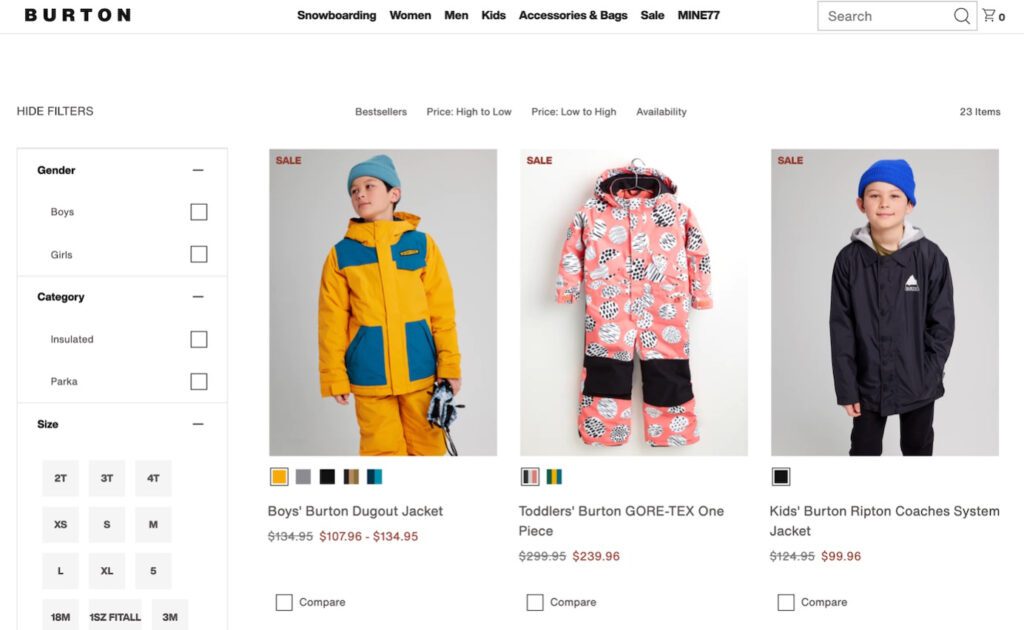 Shopify product variants