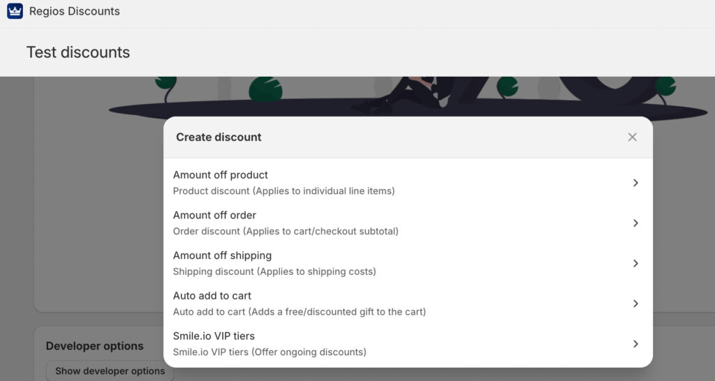 Create discount using Regios app