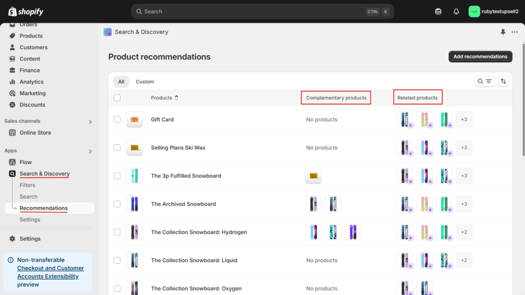 Shopify’s Search & Discovery app to automatically suggest upsell products